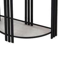 Wini Plant Stand Set of 2, Half Round Top with Curved Edges, Black Metal - BM309759