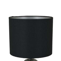 Ore 25 Inch Table Lamp, Black Drum Shade, Trumpet Glass Base, Ball Accent - BM309762