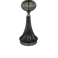 Ore 25 Inch Table Lamp, Black Drum Shade, Trumpet Glass Base, Ball Accent - BM309762