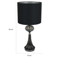 Ore 25 Inch Table Lamp, Black Drum Shade, Trumpet Glass Base, Ball Accent - BM309762