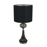 Ore 25 Inch Table Lamp, Black Drum Shade, Trumpet Glass Base, Ball Accent - BM309762