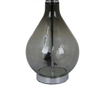 24 Inch Table Lamp, Black Finish Drum Shaped Shade, Bulb Style Glass Body - BM309763