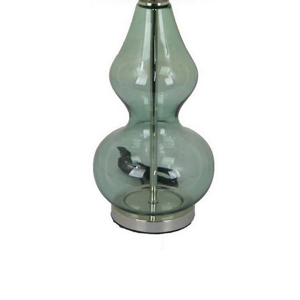 Muna 27 Inch Table Lamp, Cone Shade, Dome Shape Glass Body, Blue Finish - BM309766