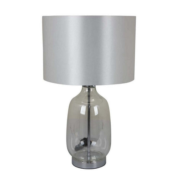 Lilo 24 Inch Table Lamp, Drum Shade, Jar Style Glass Body, Transparent - BM309769