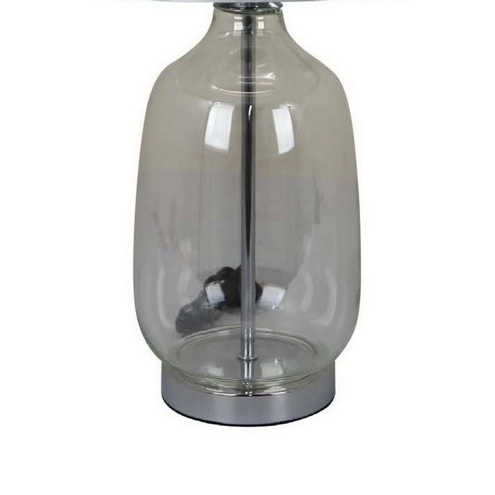 Lilo 24 Inch Table Lamp, Drum Shade, Jar Style Glass Body, Transparent - BM309769