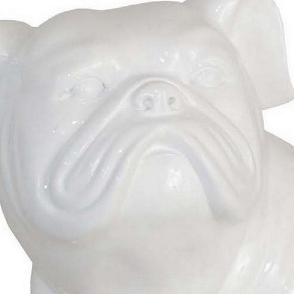 12 Inch Accent Figurine, Pug Dog Statue in a Sitting Posture, White Resin - BM309772