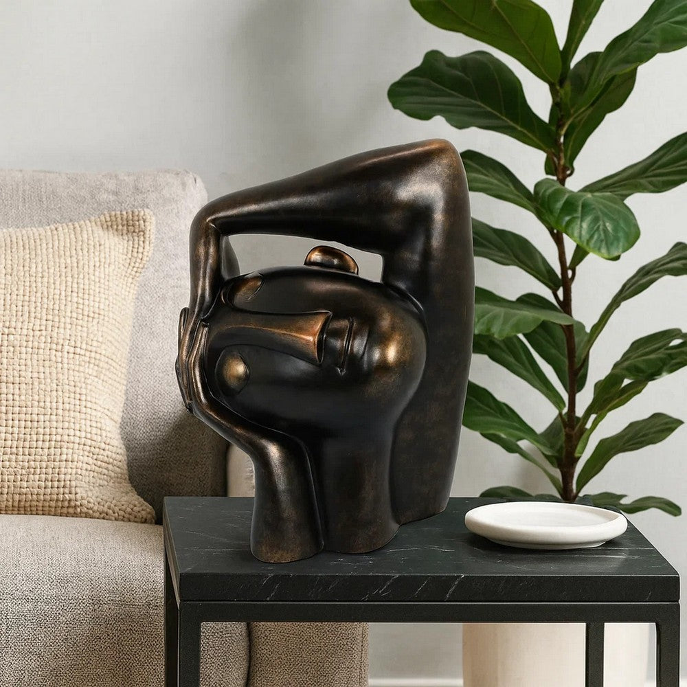 16 Inch Accent Table Decor, Bronze Resin, Artistic Gesturing Human Design - BM309775