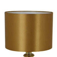 20 Inch Table Lamp, Drum Shade, Trumpet Shaped Body, Classic Gold Finish - BM309800