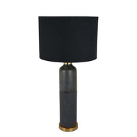 32 Inch Table Lamp, Drum Shade, Ceramic Cylinder Body, Matte Black Finish - BM309802