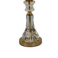 22 Inch Table Lamp, Modern Clear Glass Turned Body, Classic Gold Accents - BM309804