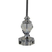 25 Inch Table Lamp, Gray Drum Shade, Modern Clear Glass Finial Body, Gray - BM309805