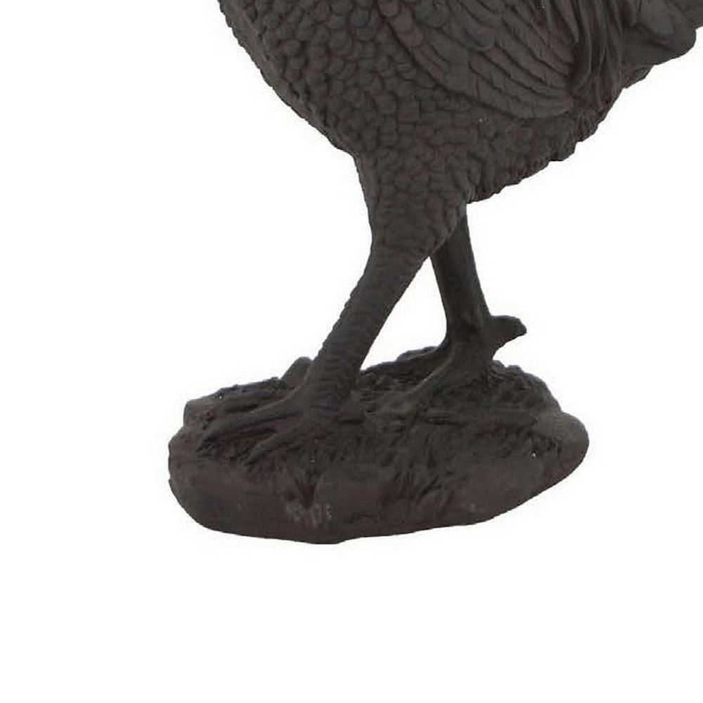 42 Inch Accent Table and Garden Decor, Rooster Figurine, Resin, Brown - BM309810
