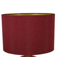 Gia 25 Inch Table Lamp, Drum Shade, Vase Shape Glass Body, Red Finish - BM309831