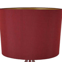 Gia 32 Inch Table Lamp, Drum Shade, Curved Round Glass Body, Red Finish - BM309832