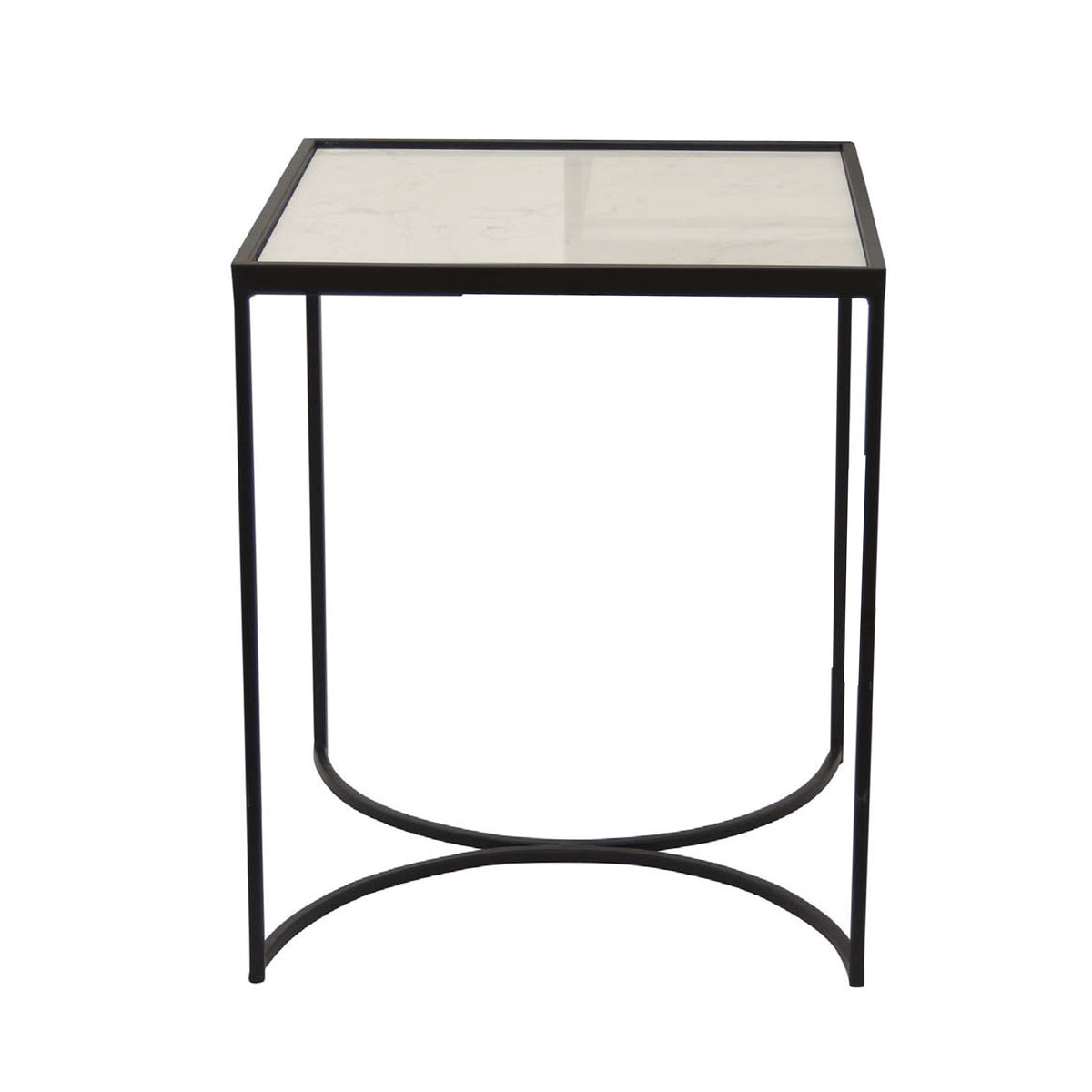 24 Inch Plant Stands Set of 2, White Marble Top, Minimalist Black Frame - BM309838