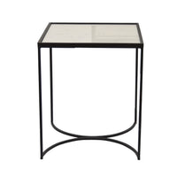 24 Inch Plant Stands Set of 2, White Marble Top, Minimalist Black Frame - BM309838