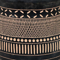 12 Inch Planter, Resin, Large Pot Shape, Tribal Design, Black and Beige - BM309883