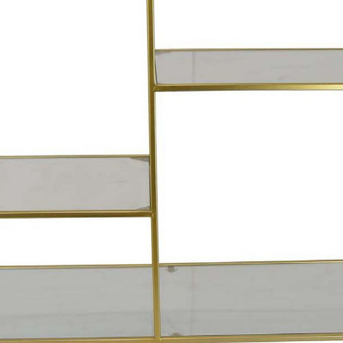 Casy 35 Inch Plant Display Stand with 4 Varied Shelves, Gold Metal - BM310018