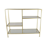 Casy 35 Inch Plant Display Stand with 4 Varied Shelves, Gold Metal - BM310018