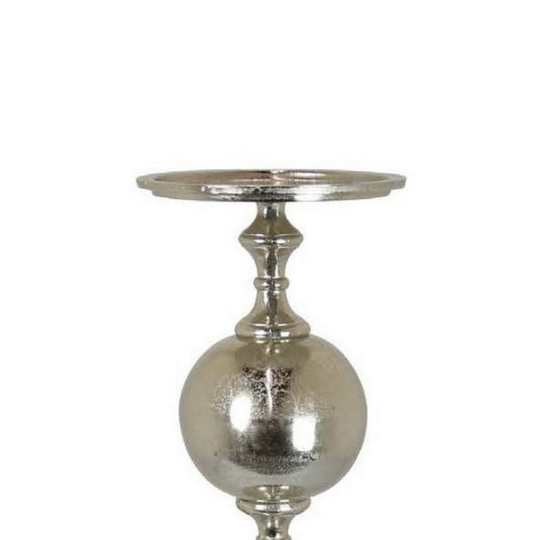 Robert 36 Inch Candle Holder Decoration Spheres, Silver Finished Metal - BM310028