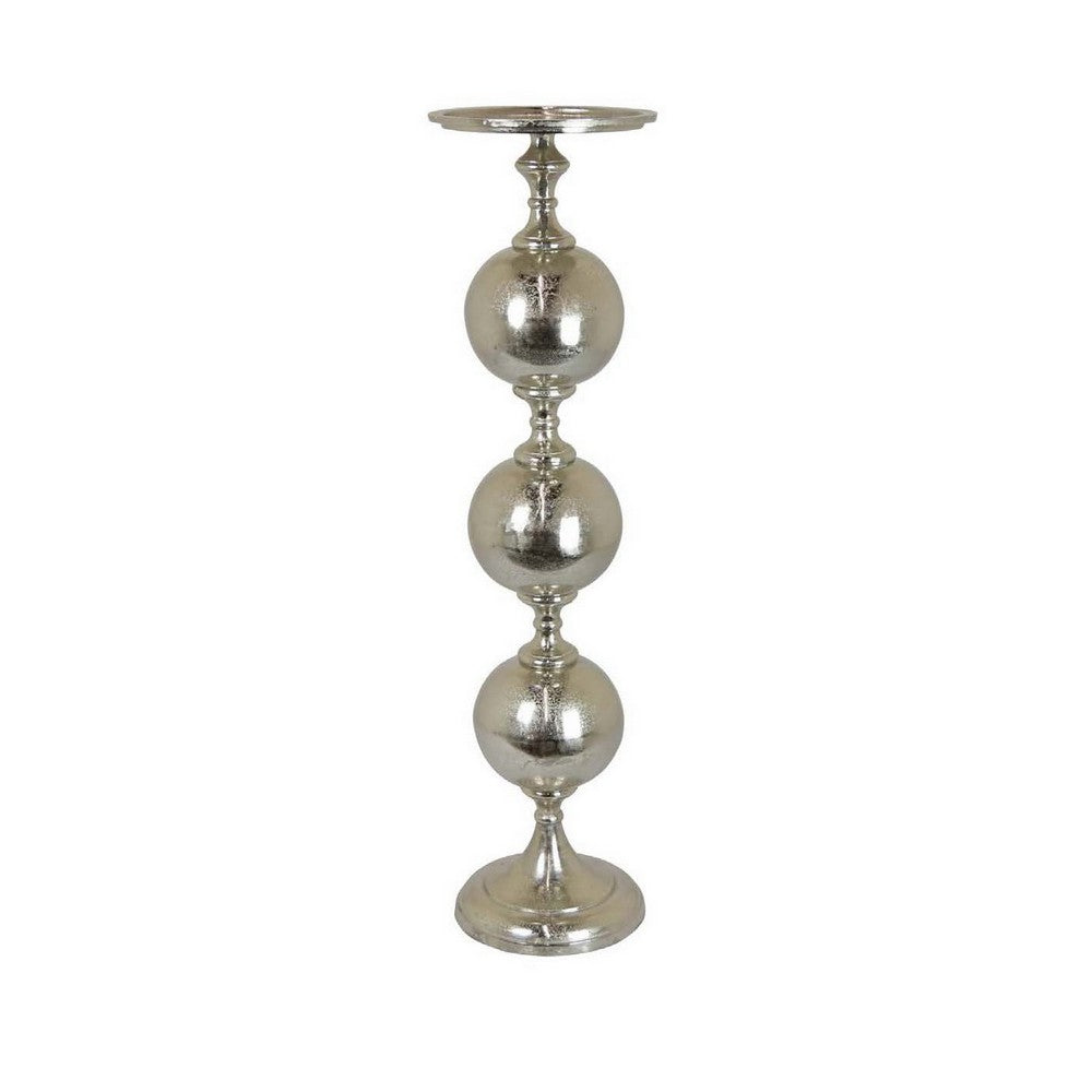 Robert 36 Inch Candle Holder Decoration Spheres, Silver Finished Metal - BM310028