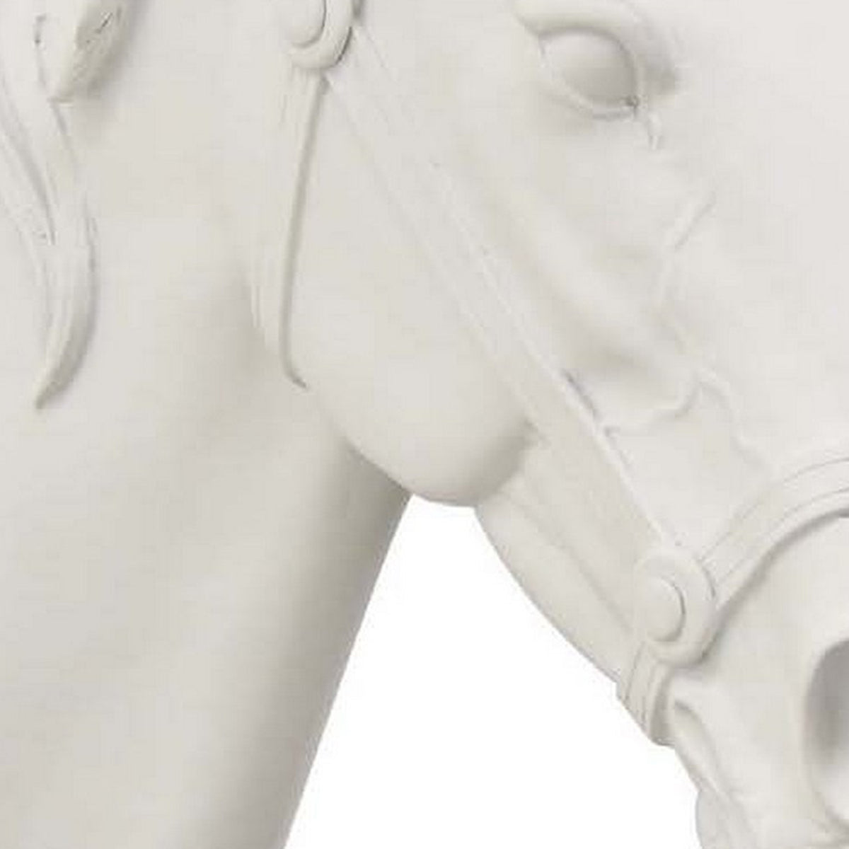 Lilie 14 Inch Horse Head Bust Statuette, Wall Mount Design, Resin, White - BM310084