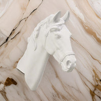 Lilie 14 Inch Horse Head Bust Statuette, Wall Mount Design, Resin, White - BM310084