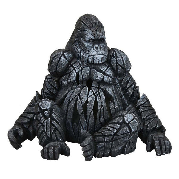 15 Inch Gorilla Figurine Statuette, Intricate Details, Resin, Black Finish - BM310103
