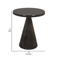 Riot 19 Inch Plant Stand Table, Round Top, Triangle Pedestal, Metal, Black - BM310106