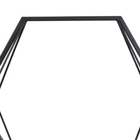 24 Inch Wall Mirror with Shelf, Hexagon Shaped, Metal, Black Finish - BM310118