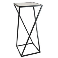 28 Inch Plant Stand Table Set of 3, Square, X Crossed Base, Metal, Black - BM310129