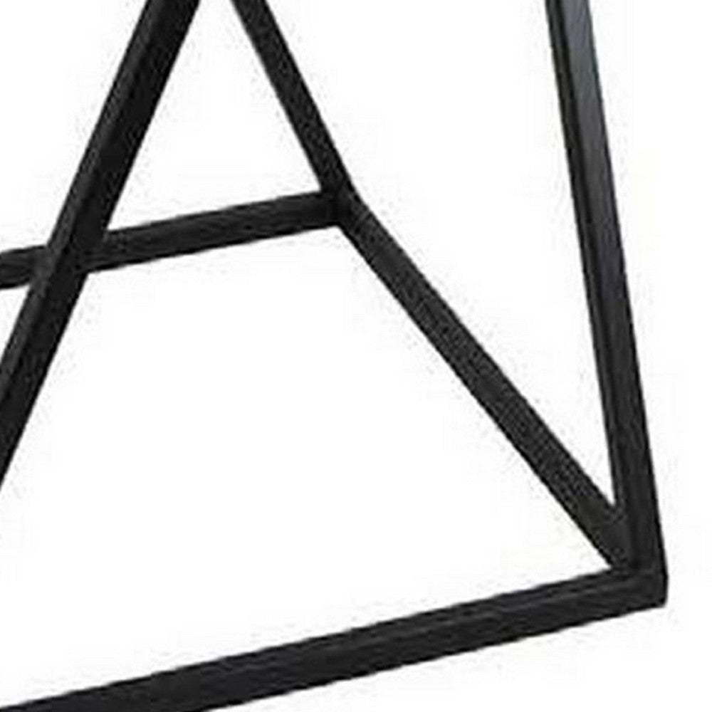 28 Inch Plant Stand Table Set of 3, Square, X Crossed Base, Metal, Black - BM310129