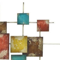 Dobi 36 Inch Wall Decor, Multiple Square Accents, Multicolored Design - BM310148