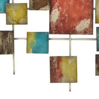 Dobi 36 Inch Wall Decor, Multiple Square Accents, Multicolored Design - BM310148