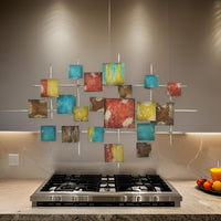 Dobi 36 Inch Wall Decor, Multiple Square Accents, Multicolored Design - BM310148