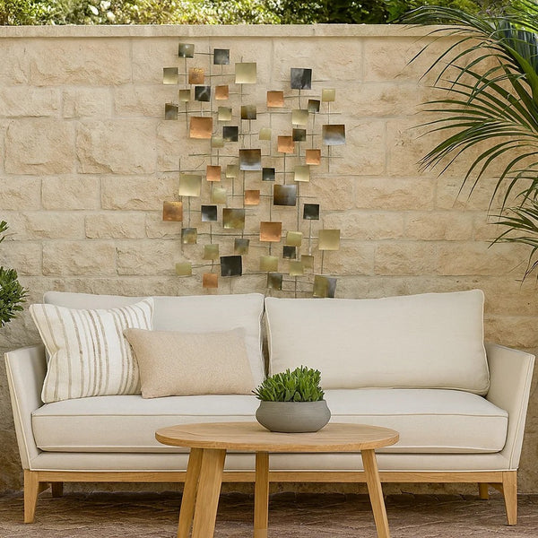 Dobi 35 Inch Wall Decor, Multiple Square Accents, Multicolored Design - BM310149