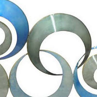 41 Inch Wall Decor, Circular Interconnected Design, Modern Blue, Silver - BM310150