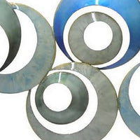 41 Inch Wall Decor, Circular Interconnected Design, Modern Blue, Silver - BM310150