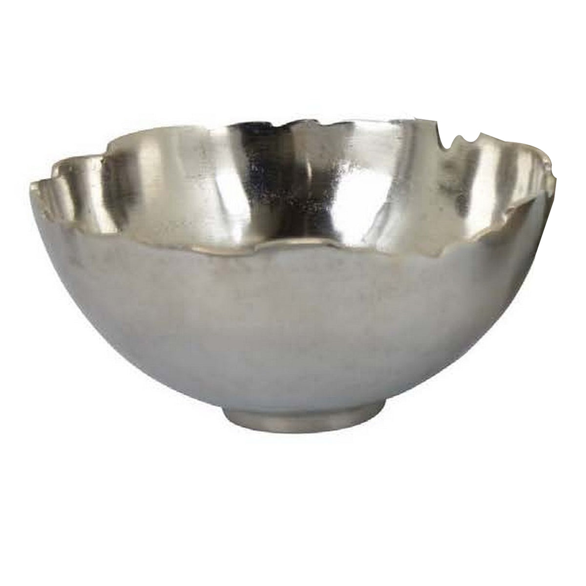 Bonz Set of 3 Bowls, Unique Top Shape, Round Base, Silver Metal Finish - BM310157