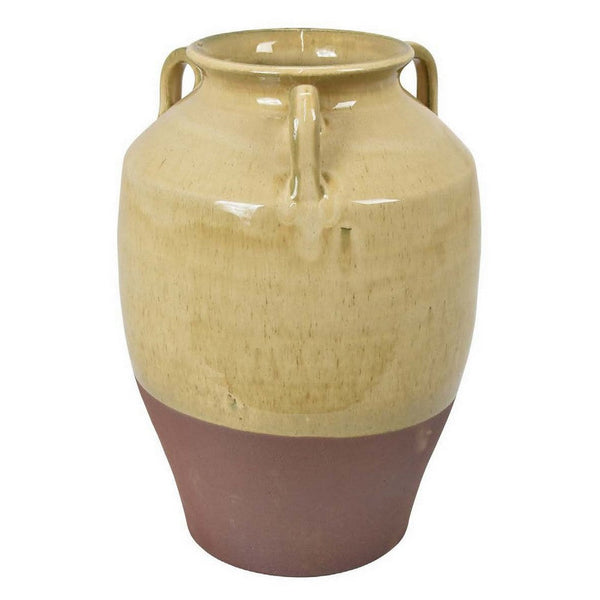 Elf 14 Inch Vase, Premitive Urn Shape, 3 Handles, Brown, Transitional Style - BM310160