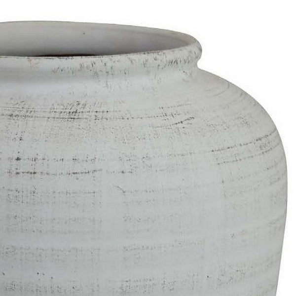 Gri 11 Inch Vase, Baluster Shape, Distressed White, Transitional Style - BM310169