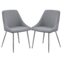 Kian 20 Inch Side Chair Set of 2, Tapered Legs, Gray Fabric Upholstery - BM310192