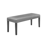 Brandon 46 Inch Bench, Black Wood Frame, Gray Fabric Upholstery - BM310193