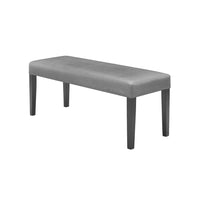 Brandon 46 Inch Bench, Black Wood Frame, Gray Fabric Upholstery - BM310193