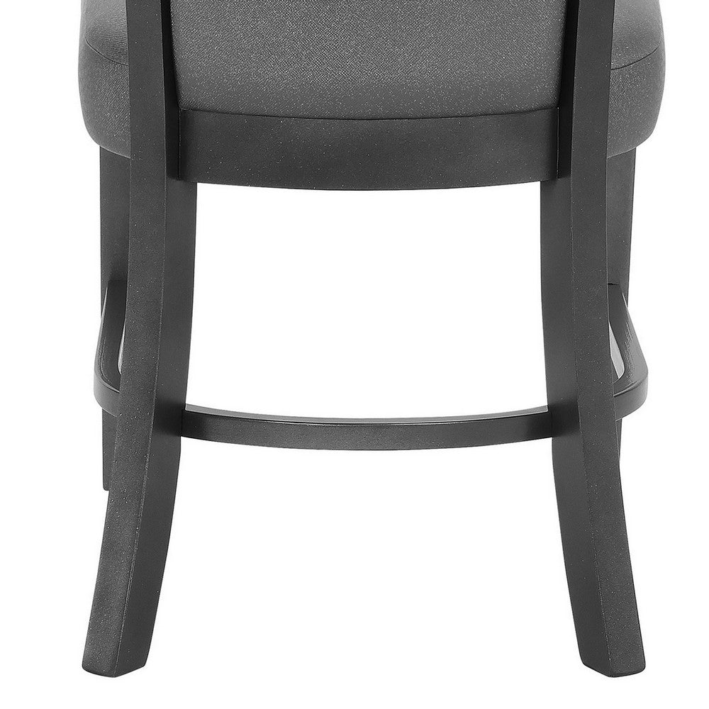 Brandon 24 Inch Side Chair Set of 2, Gray Fabric Upholstery, Curved Back - BM310194