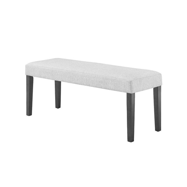 Brandon 46 Inch Bench, Wood Frame, Soft Cushion, White Fabric Upholstery - BM310195