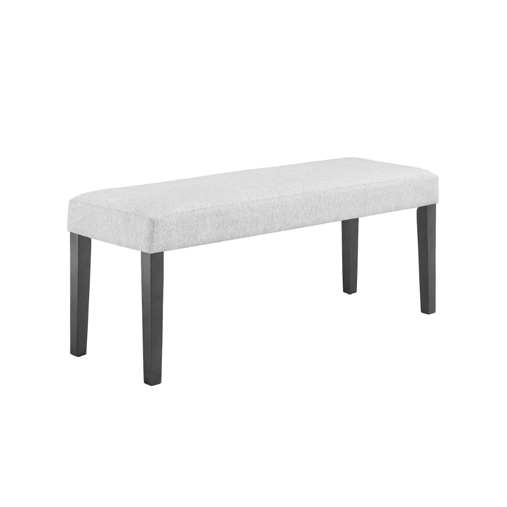 Brandon 46 Inch Bench, Wood Frame, Soft Cushion, White Fabric Upholstery - BM310195