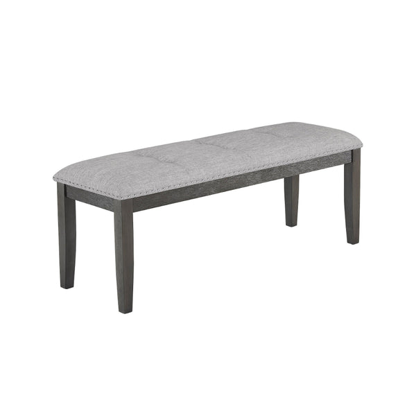 Amber 48 Inch Bench, Fabric Upholstery, Cushioned Wood Frame, Gray  - BM310202