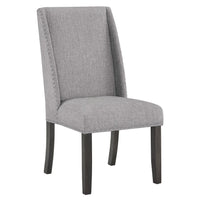 Amber 27 Inch Dining Side Chair Set of 2, Cushioned Gray Fabric Upholstery - BM310203