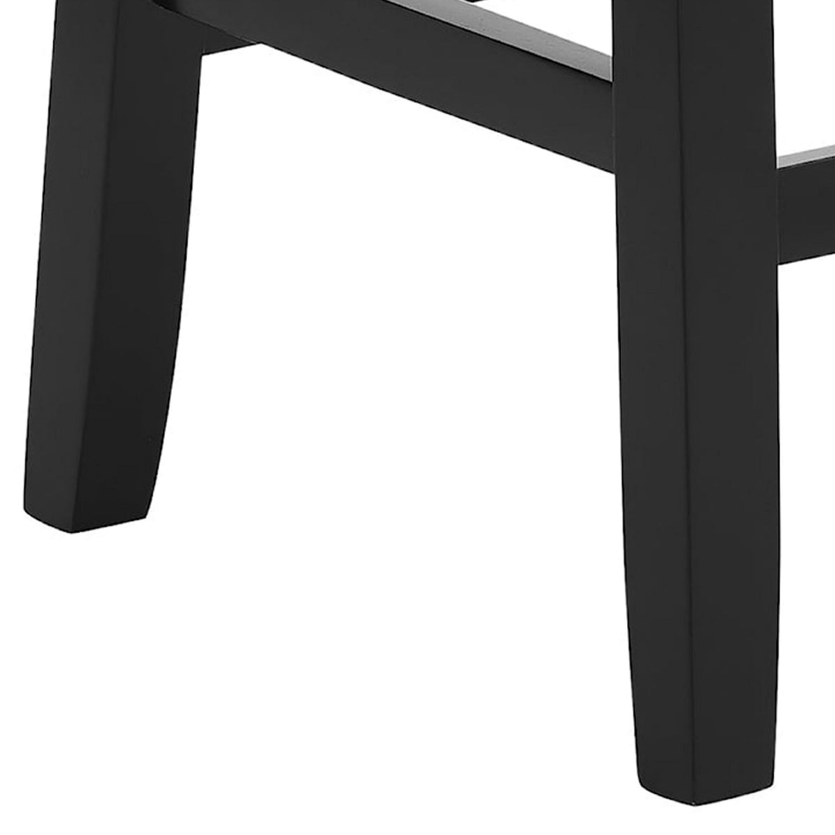 Jordan 26 Inch Counter Height Stool, Saddle Seat, Black Leather and Wood - BM310205